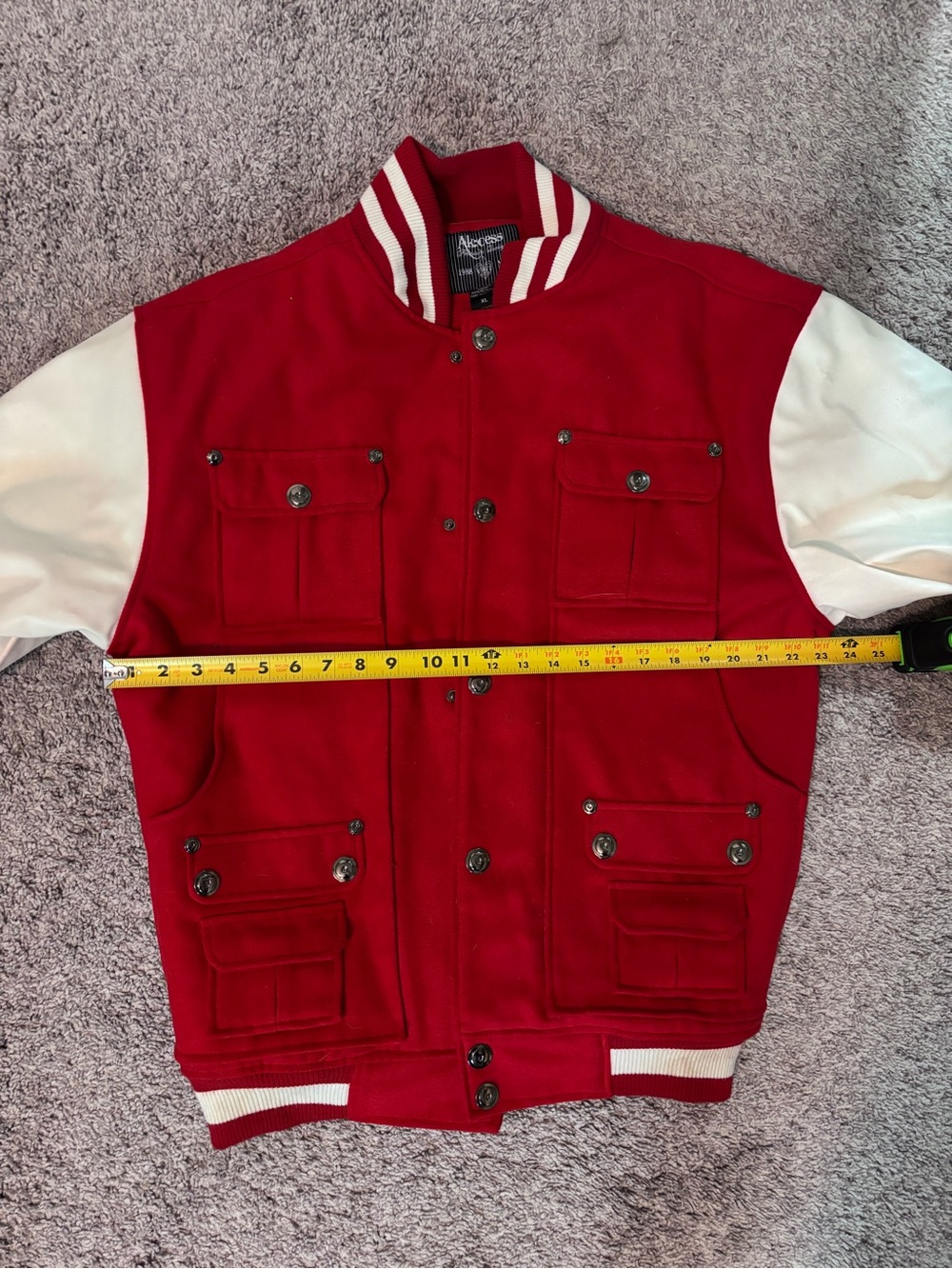 Red and White Varsity Letterman Jacket Size XL - Picture 6 of 7
